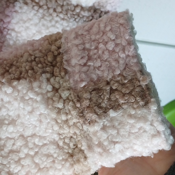 Mable Anthropologie Plaid Sherpa Barn Button Down Jacket Pink Cream Medium - Picture 5 of 9